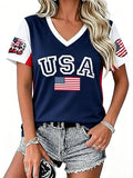 FAYALEQ Women's Soccer Jerseys 2026 USA Flag Graphic Top Sports Shirt
