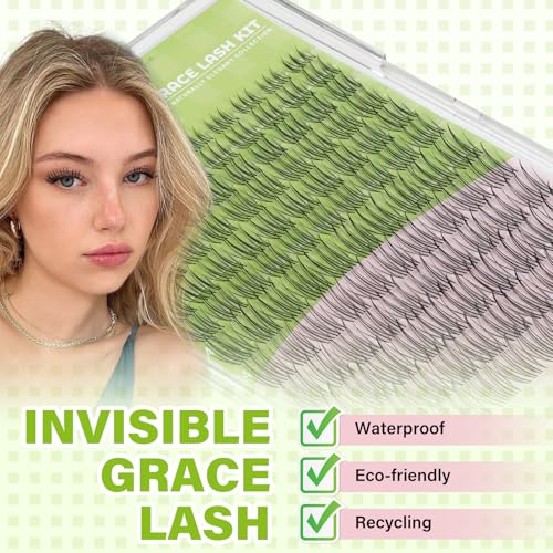 KEYYOU Venus Aurora Naiad DIY Lashes Clusters Invisible Band C Curl Natural Soft Waterproof 120Pcs Lash Extension Easy to Apply at Home Cosmetic Makeup Volume False Eyelashes (Aurora-C-8-16MIX)