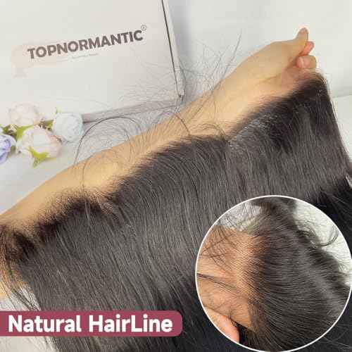 13x4 Lace Frontal Human Hair, 0.12mm Thin Invisible Transparent Swiss Lace Frontal Pre Plucked with Baby Hair Silk and Soft Straight Frontal with Small Single Knots Free Part 24 Inch