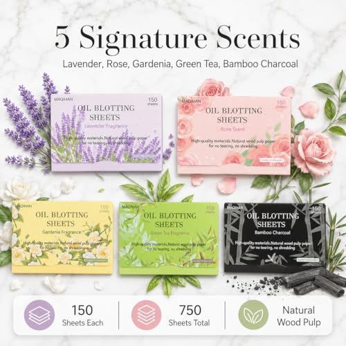Oil Blotting Sheets for Face, 750 Count Assorted Pack
