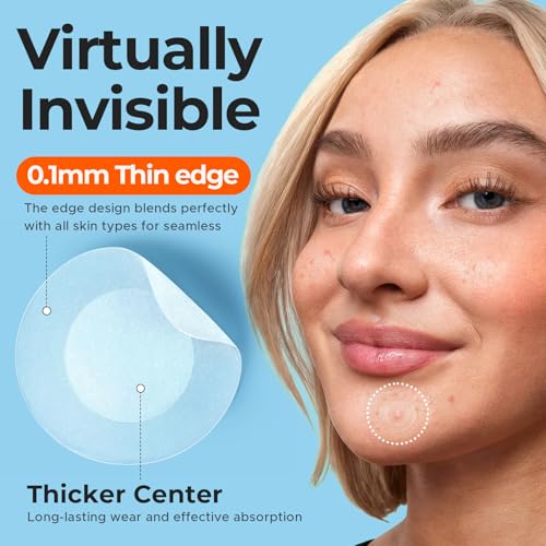 TKTK Pimple Patches for Face, 0.01cm Ultra-Thin Invisible Acne Patches, Hydrocolloid Patches for Breakouts, Absorbs Zits & Blemish, Suitable Under Makeup, 2 Sizes(10mm/12mm) 264 count