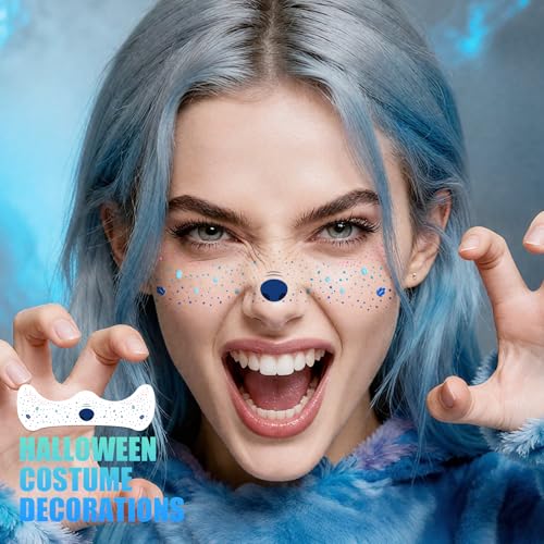 Freckles Face Tattoo - Cute Glitter Temporary Tattoos for Halloween Makeup, Stitches Costume, Classroom Prizes & Christmas Rewards | Waterproof Fake Freckle Stickers for Women & Girls (8 Sheets)