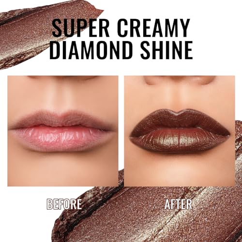 Oulac Shimmer Brown Lipstick - Diamond Sparkle High Shine
