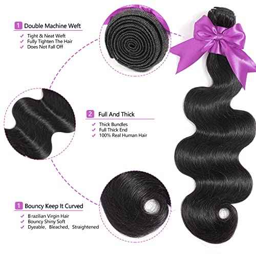 12A Human Hair Bundles 16 18 20 Inch Body Wave Bundles Human Hair 100% Unprocessed Brazilian Virgin Weave 3 Bundles Deals