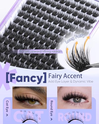 TOOCHUNAG Fluffy D Curl Eyelash Clusters - 10-18mm Volume Extensions