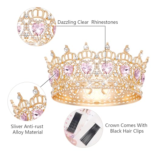 Queen Crown Wedding Rhinestone Heart Tiara for Bridal & Party Hair Accessories