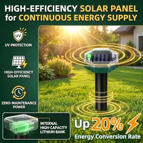 Jahy2Tech Solar Ultrasonic Mole & Gopher Repellent Stakes Outdoor Pest Deterrent