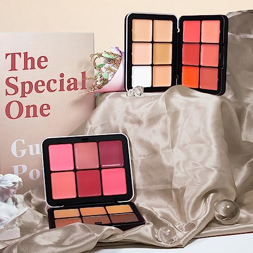 HOSAILY 12-Color Cream Blush & Concealer Palette - Long-Wear Makeup