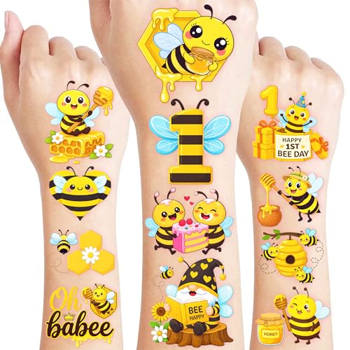 96-Piece Bee Temporary Tattoos for Kids | Waterproof Party Favors