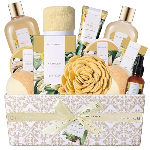 Spa Gift Set,12pcs Vanilla Shower Set, Pamper Gifts for Women, Bath Gift Set with Body Lotion, Bath Bomb, Bubble Bath, Bath Sets for Women Gifts Birthday Gifts, Mothers Day Gifts
