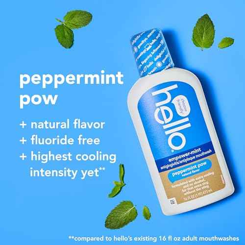 hello Empower-Mint Fluoride Free and Alcohol Free Mouthwash, Peppermint Pow, 16 Fl Oz Bottle