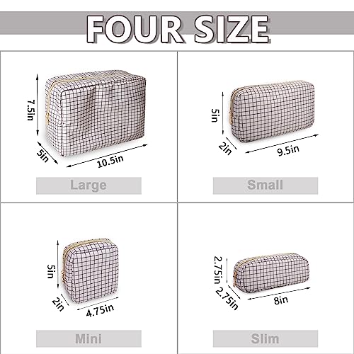 UIXIZQ Small Checkered Nylon Makeup Bag Pouch Waterproof Travel Toiletry Organizer