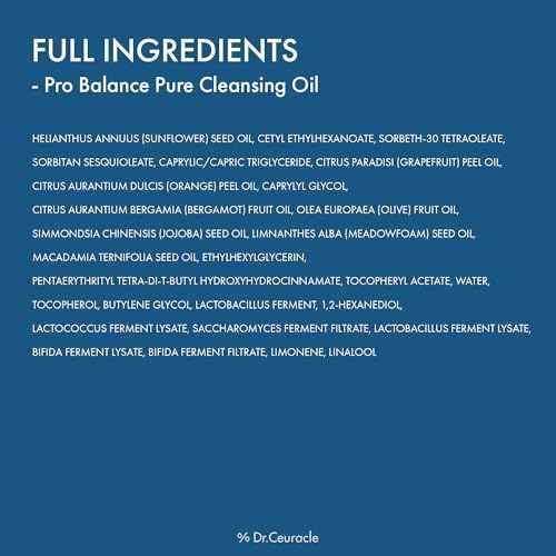 Dr.Ceuracle Pro Balance Pure Cleansing Oil - Makeup Sunscreen Remover Oil Cleanser, Korean Facial Cleanser with Hydrating Finish (155 ml / 5.24 fl. oz.)