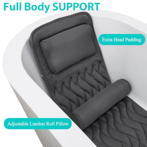 AEROiVi Full Body Bath Pillow with Lumbar Support & 14 Suction Cups