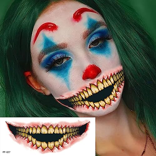 Halloween Temporary Tattoos - 10 Sheet Face Sticker Kit
