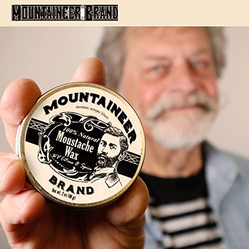 Mountaineer Brand Unscented Natural Mustache Wax | Strong and Extra Firm Hold | Made in West Virginia | Smooths, Conditons, Styles | Organic Moustache Balm | 2oz