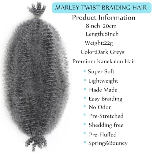 8 Inch Springy Afro Twist Hair Marley Twist Braiding Hair 3 Packs Kinky Twist Hair Short Marley Hair Wrapping Hair for Soft Locs Passion Hair Extensions…