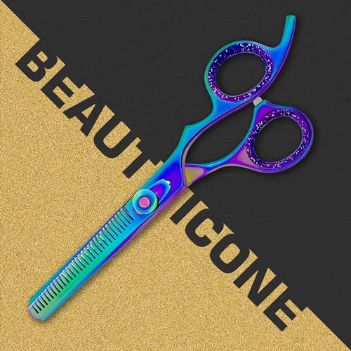 Professional Hair Thinning Scissors with Serrated Teeth & Leather Pouch