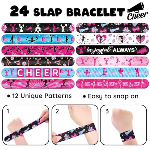 Cheerleading Party Favors Set - 36 Tattoos & 24 Slap Bracelets