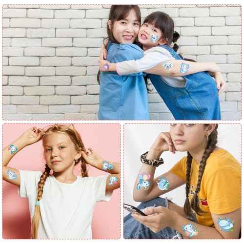 Blue Axolotl Temporary Tattoos - 200+ Axolotl Birthday Decorations Blue Axolotl Party Favors Supplies Decor Cute Blue Axolotl Tattoo Temporary Prizes Rewards Axolotl Gifts for Kids Adults