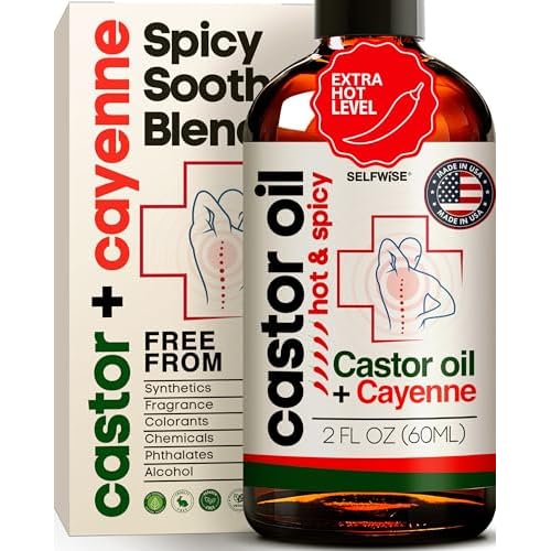 Organic Castor + Cayenne Skin & Joint Relief Oil - Hot& Spicy - Intense Hydration for Small Areas, Hands, Feet, and Targeted Spots 2oz