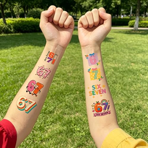80pc 67 Meme Temporary Tattoos - Funny Sticker Party Favors