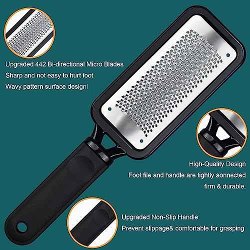 Foot Files Foot Scrubber Pedicure, Stainless Steel Callus Remover for Feet, Professional Foot Grater Rasp Scraper to Hard Skin Corns for Dry and Wet Fee