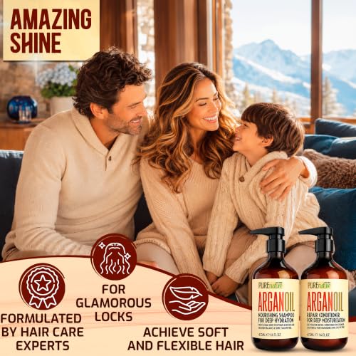 Pure Nature Lux Spa Moroccan Argan Oil Shampoo & Conditioner Set - Sulfate-Free Hair Care
