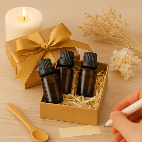 10ml Amber Glass Essential Oil Bottles with Dropper - 10 Pack