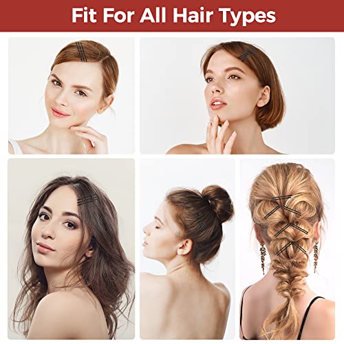 Black Bobby Pins 300 Pcs with Storage Box - 2 Inch Hair Pins for Women & Kids - Invisible Wavy Hair Clips