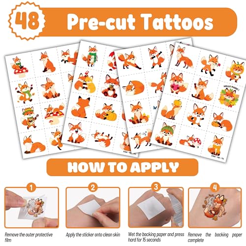 Fox Party Favors Set - 24 Slap Bracelets & 24 Temporary Tattoos