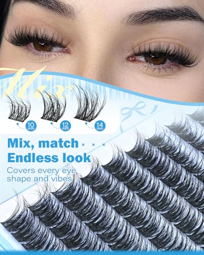 Wtvane Short Fluffy Eyelash Clusters 10-16 mm Natural Wispy Look - Variation C