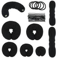 Donut Hair Bun Maker Set - 34 Pc Kit with Sponge Bun Makers, Clips & Elastics
