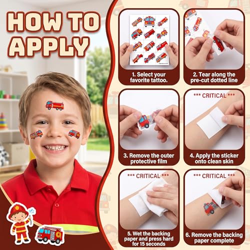 Firefighter Temporary Tattoos for Kids, 96 PCS