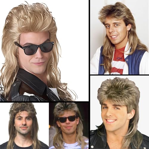Mullet Wig Blonde 80s Punk Rocker Men's Hair