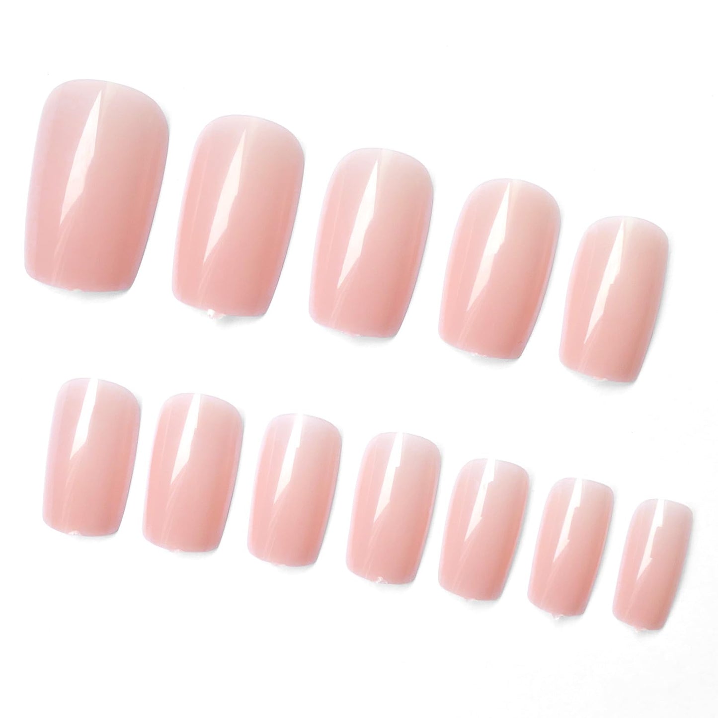 LoveOurHome 240pc Nude Pink Press on Nails Medium Square Fake Nails Press ons Square Nail Tips False Nails Colored Acrylic Nails Presson Artificial Fingernails & Glue Adhesive Tabs for Women Girls