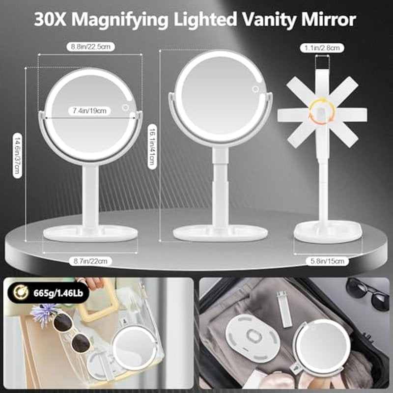 MIYADIVA 30X Magnifying Makeup Mirror with Lights & Touch Switch