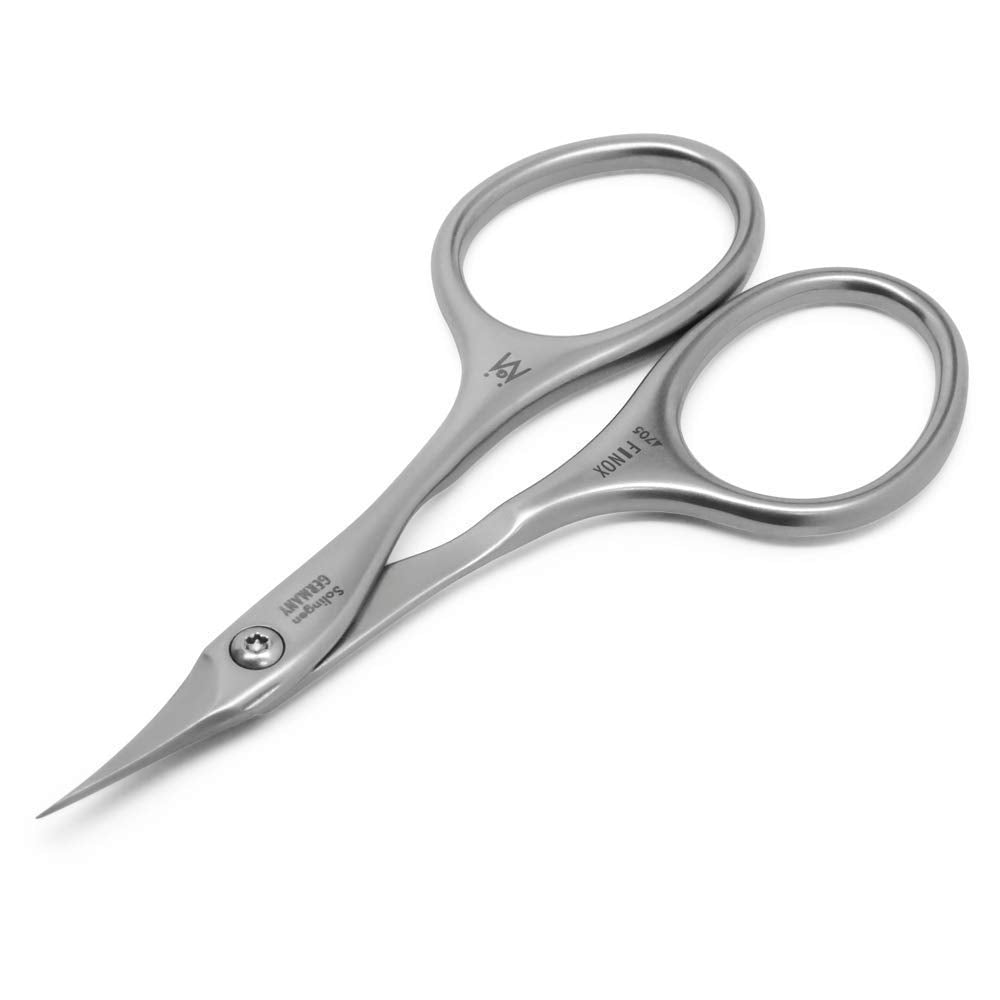 GERMANIKURE Tower Point Cuticle Scissors Grooming Scissors FINOX Stainless Steel Professional Nail Scissors in Leather Case -Ethically Made in Solingen Germany - 4705