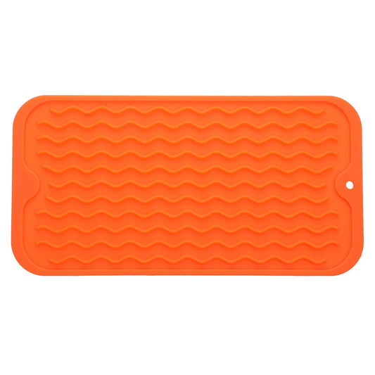 MicoYang Silicone Dish Drying Mat for Multiple Usage,Easy clean,Eco-friendly,Heat-resistant Silicone Mat for Kitchen Counter,Sink,Bar,Bottle,or Cup Orange S 12 inches x 6 inches