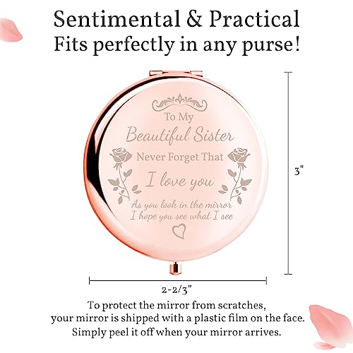 Sister Compact Mirror with Magnifying - Rose Gold Gift