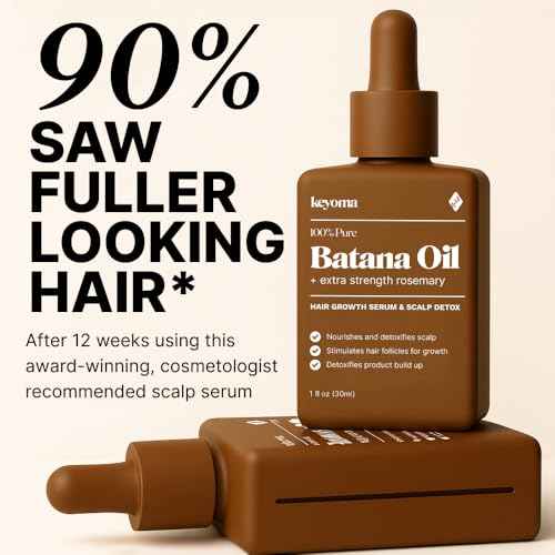 Keyoma Batana Oil for Hair Growth with Rosemary: Nourish & Detox Scalp for Thicker, Stronger, Longer Hair - 100% Organic Batana Oil from Honduras - Reduce Hair Loss (60 mL)