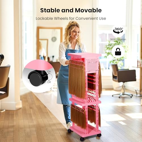 220 Peg Braiding Hair Rack Double-Sided with Tools & Wheels
