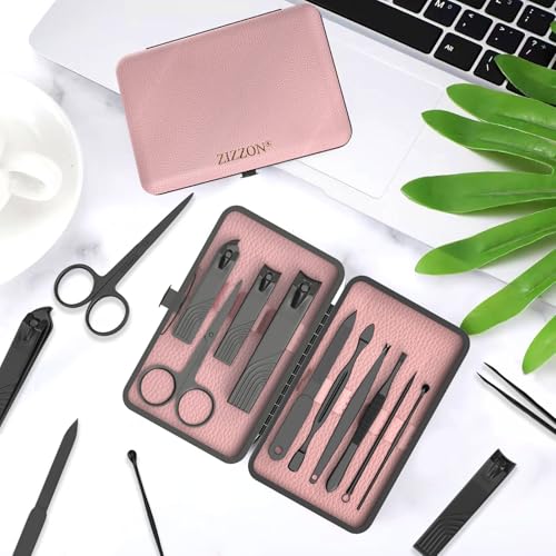 ZIZZON 10-Piece Travel Manicure Set - Stainless Steel Nail Clipper Kit