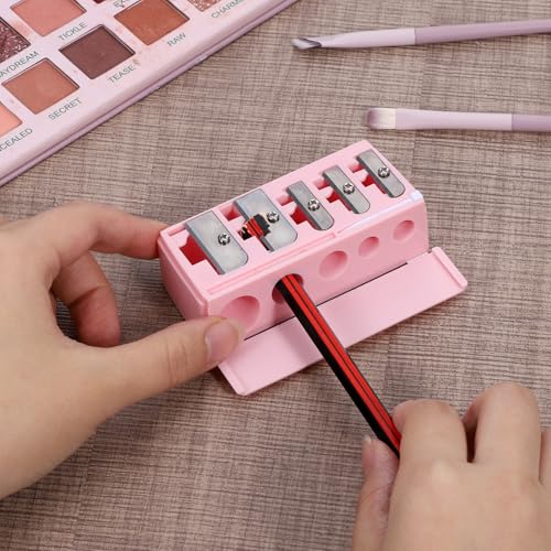 2-Pack 5-Hole Cosmetic Pencil Sharpener for Eyeliner & Lip Liner - Pink