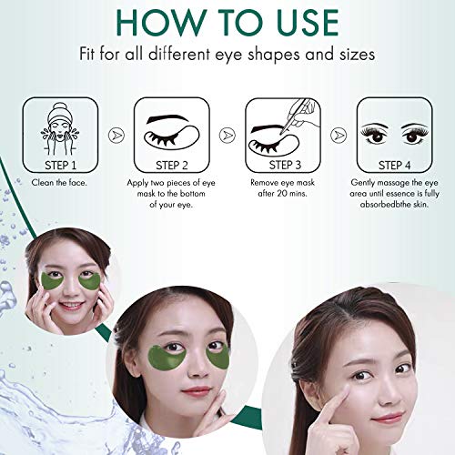 MASHELE Korean Under Eye Patches Aloe Vera Mask Anti-Aging Hyaluronic Acid Collagen Neck Forehead Laugh Line Pad Reducing Dark Circles Treatment (120pcs, aloe eye patches)