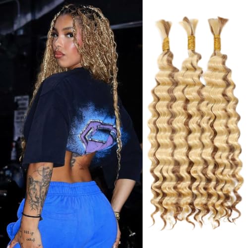 P27613 Ombre Deep Wave Braiding Hair 20 Inch Honey Blonde