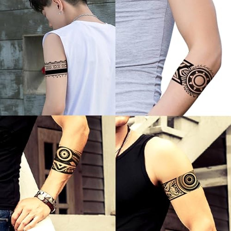 18-Pack Armband Temporary Tattoos - Waterproof Tribal Designs