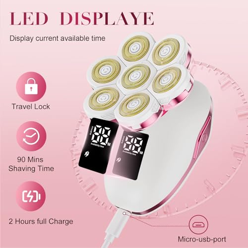 Women's 3-in-1 Electric Shaver with Facial Cleansing Brush - Painless Bikini & Body Hair Remover, Water-Resistant, Rechargeable