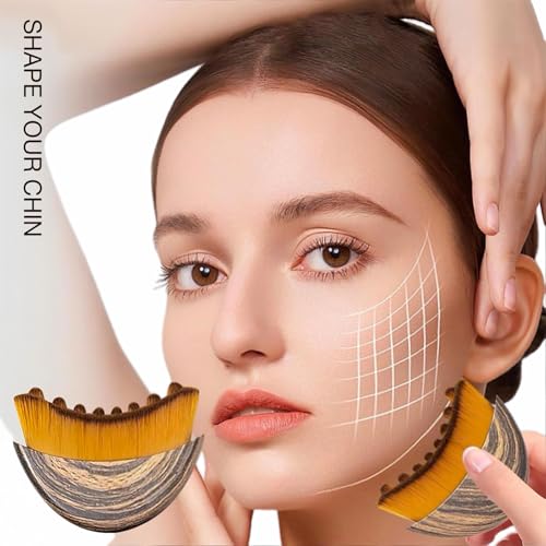 Lymphatic Contour Face Brush for Lymphatic Drainage Soft, Facial Brush for Lymphatic Drainage Reduces Puffiness, Dry Guasha Brushes Ergonomic Tool Relieve Fatigue 2 PCS Walnut