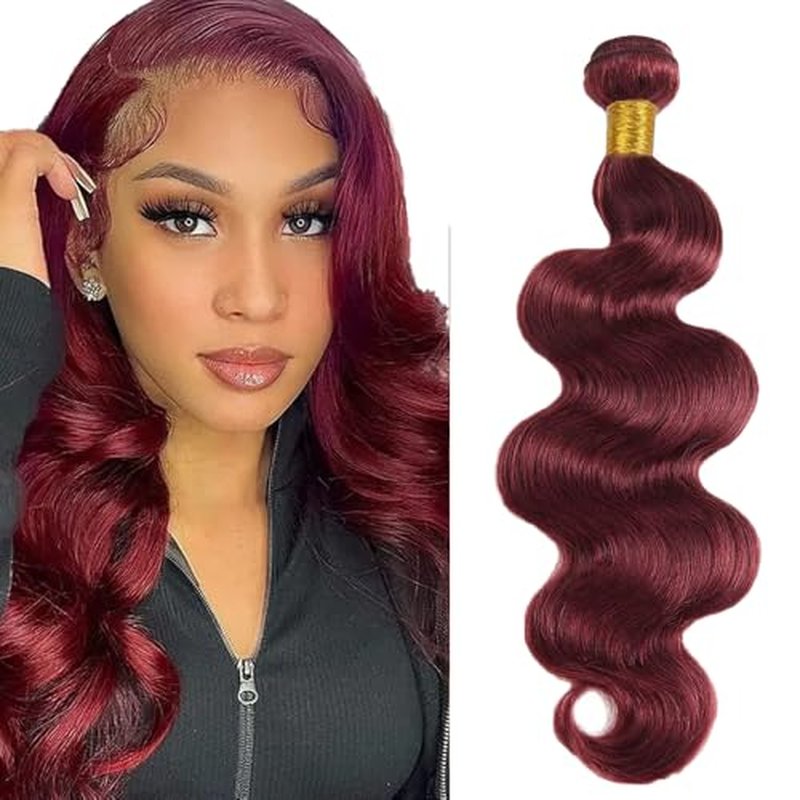 #99J Burgundy Body Wave Hair Bundle - 24 Inch Unprocessed Brazilian Hair
